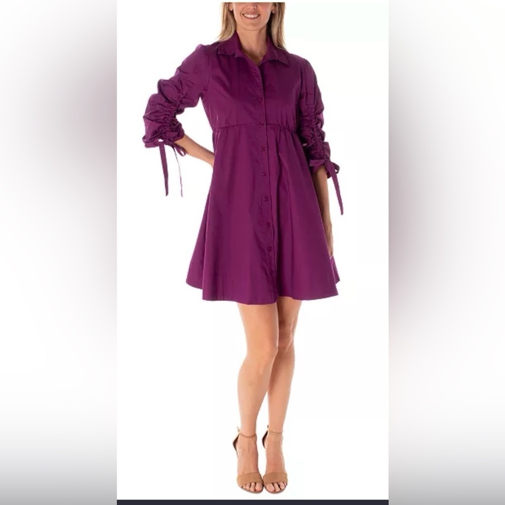 Maison Tara Vibrant Purple Long Sleeve Dress